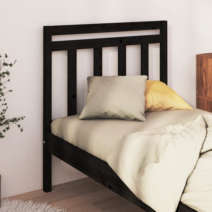 Cabecero negro 95x4x100 cm madera maciza de pino