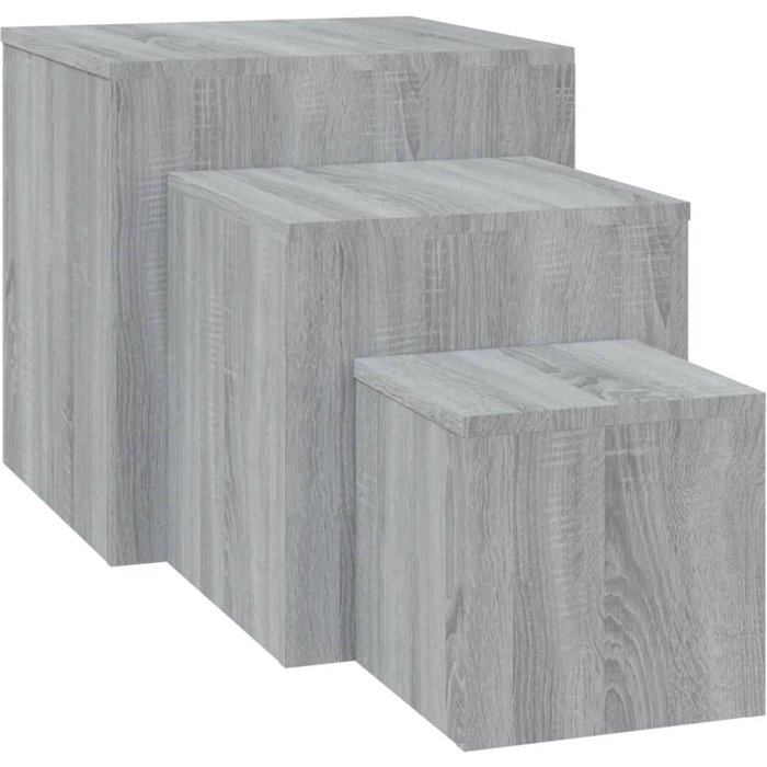 Mesitas auxiliares 3 piezas madera contrachapada gris sonoma - comfortxl
