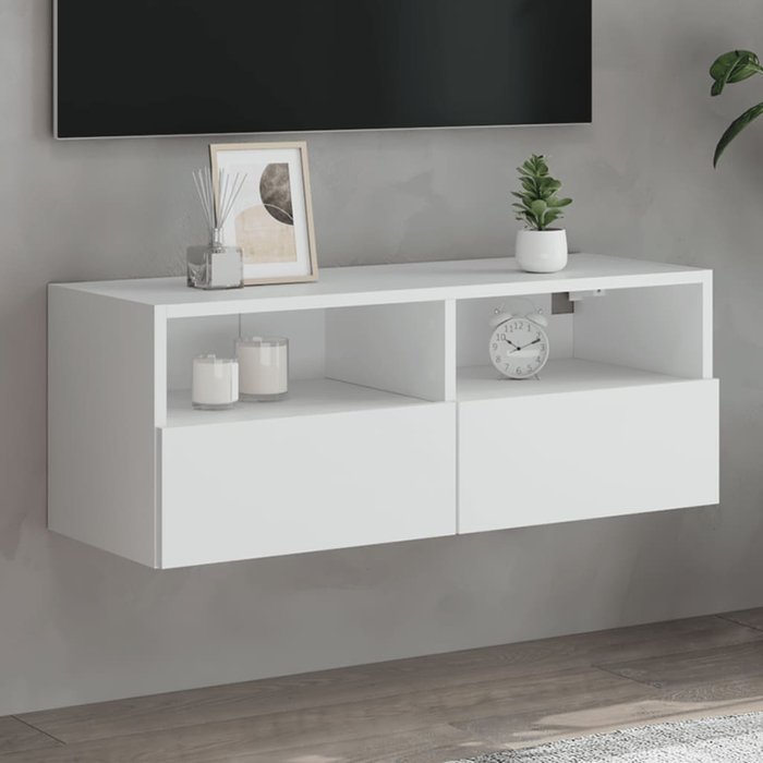 Mueble tv de pared blanco de madera contrachapada 80x30x30 cm