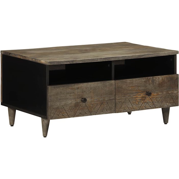 Mesa de centro madera maciza de mango gris claro 80x54x40 cm