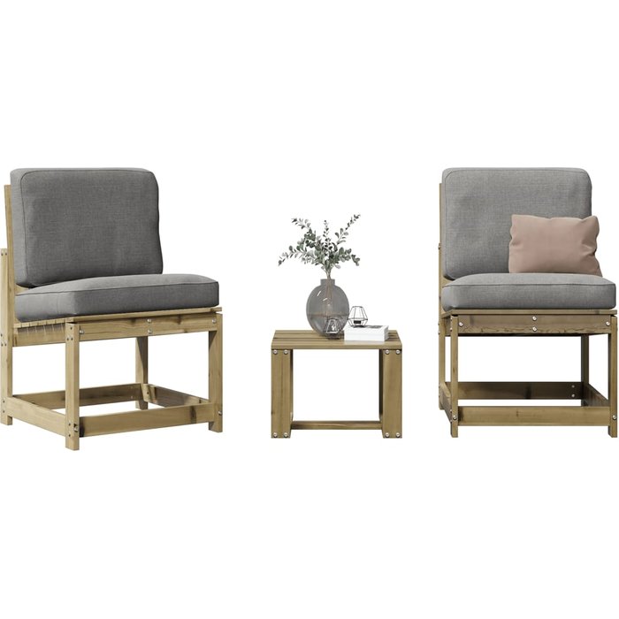 Vidaxl juego de muebles de jardín 3 pzas madera de pino impregnada