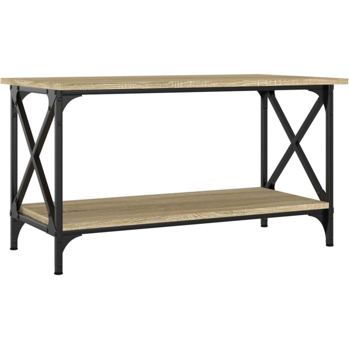 Mesa de centro madera y hierro roble sonoma 80x45x45 cm - comfortxl