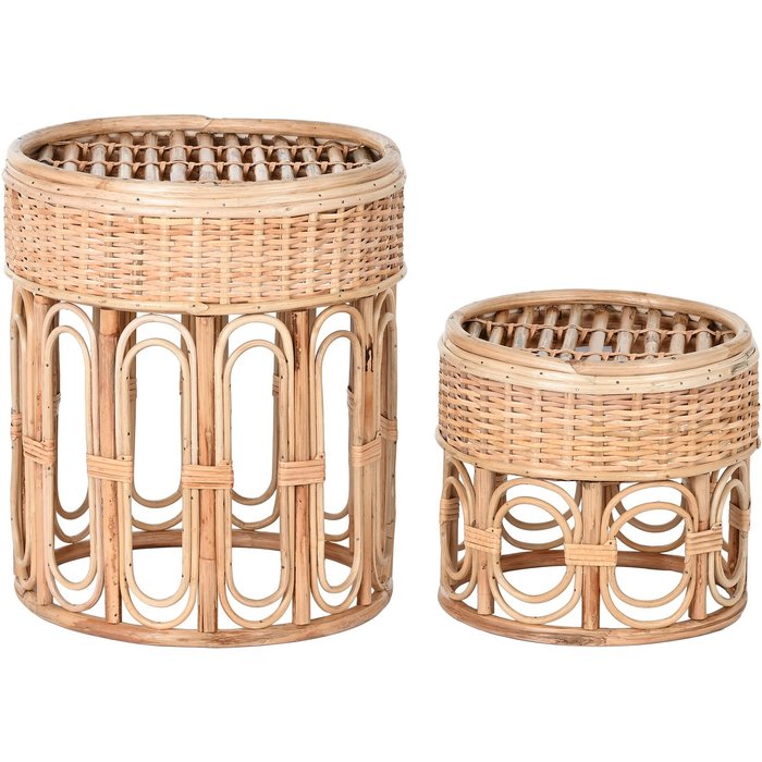 Mesita auxiliar set 2 mimbre 42x42x47 natural