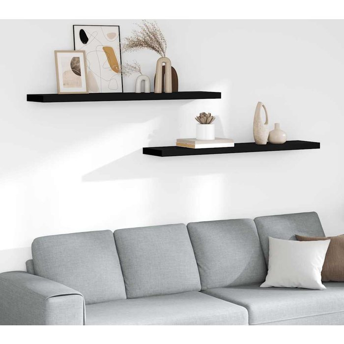 Estantes flotantes de pared, 2 unidades, negros, 120 x 23,5 x 3,8 cm, mdf