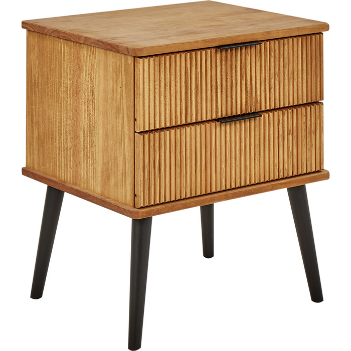 Beliani mesita de noche 2 cajones timmins madera de pino marrón