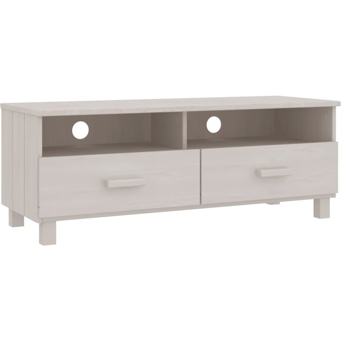 Mueble de tv hamar en pino macizo, blanco, 106x40x40 cm - comfortxl