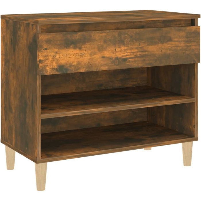 Zapatero de contrachapado de roble ahumado 70x36x60 cm - comfortxl