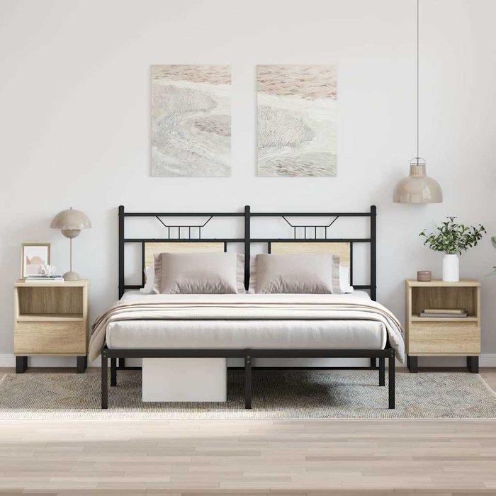 Mesitas noche 2 unidades madera ingeniería roble sonoma 40x35x50 cm