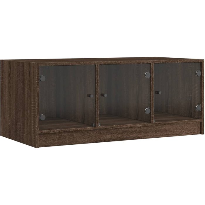 Mesa de centro con puertas de vidrio marrón roble 102x50x42 cm - comfortxl