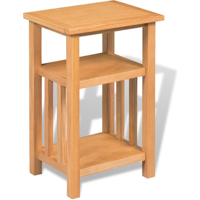 Mesa auxiliar con estante de madera de roble maciza 27x35x55cm - comfortxl