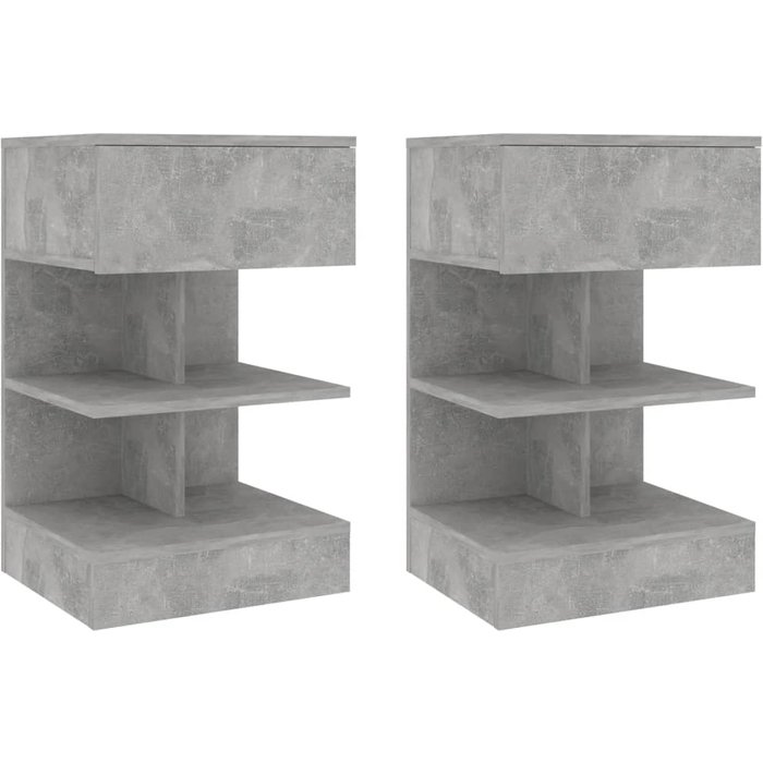 Mesitas de noche, 2 unidades, gris hormigón, 40x35x65 cm