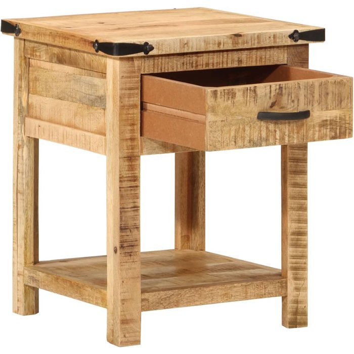 Mesita de noche,mesilla de noche madera maciza de mango 40x40x50 cm cfw37228
