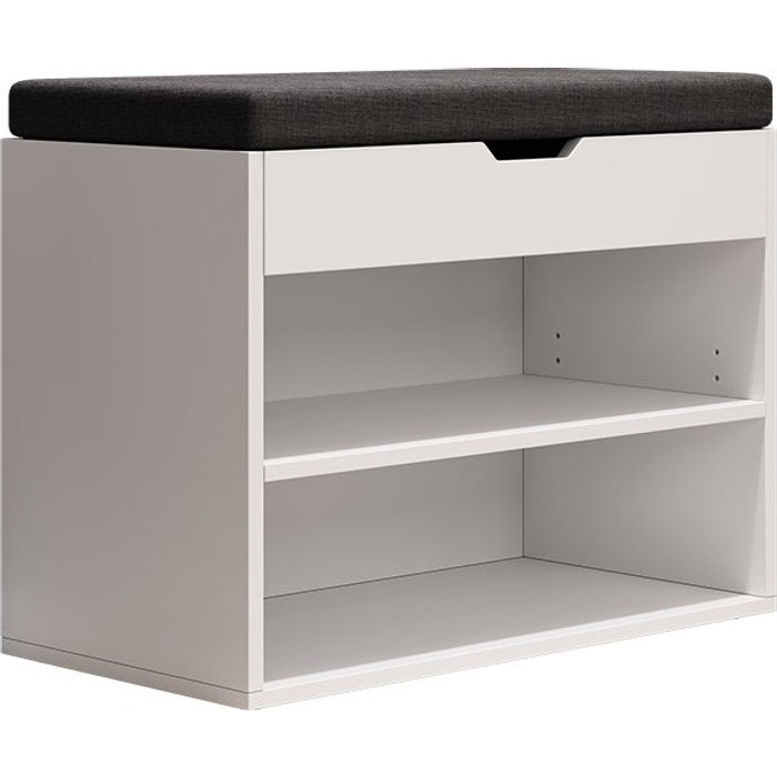 Vicco banco para zapatos titus, blanco, 60 x 45 cm con estante