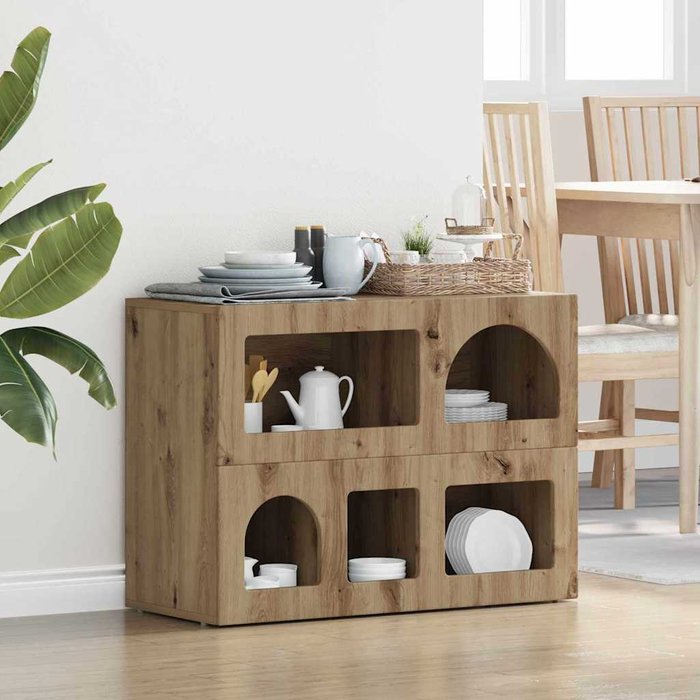 Aparador de roble hecho a mano, 80,5 x 35 x 59 cm, madera de ingeniería.