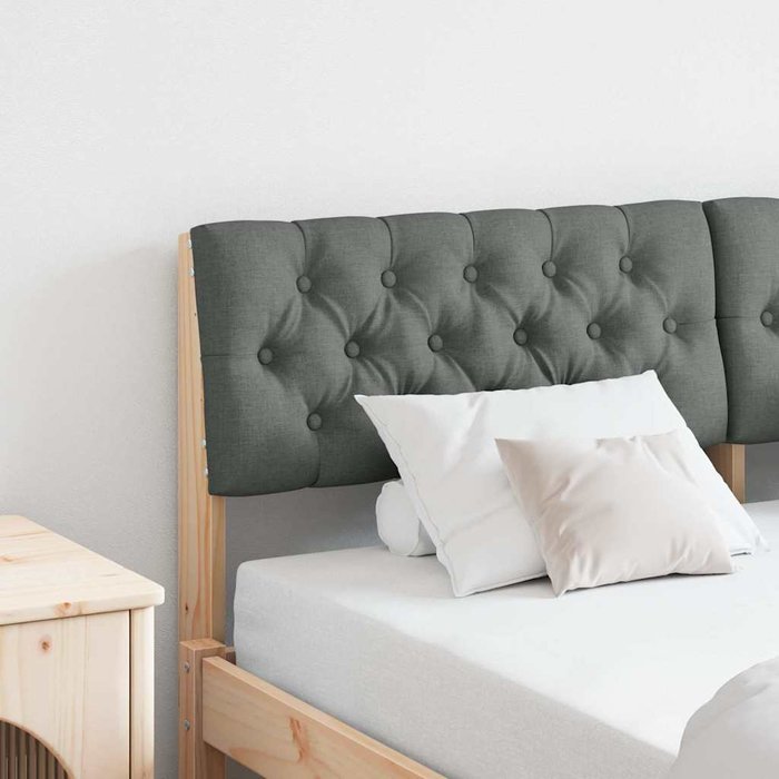 Cabecero tapizado gris oscuro 135 cm madera de pino macizo vidaxl