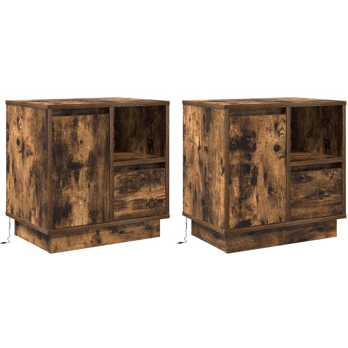 Maison exclusive - armario de noche 2 pcs roble ahumado 50 x 34,5 x 50 cm.
