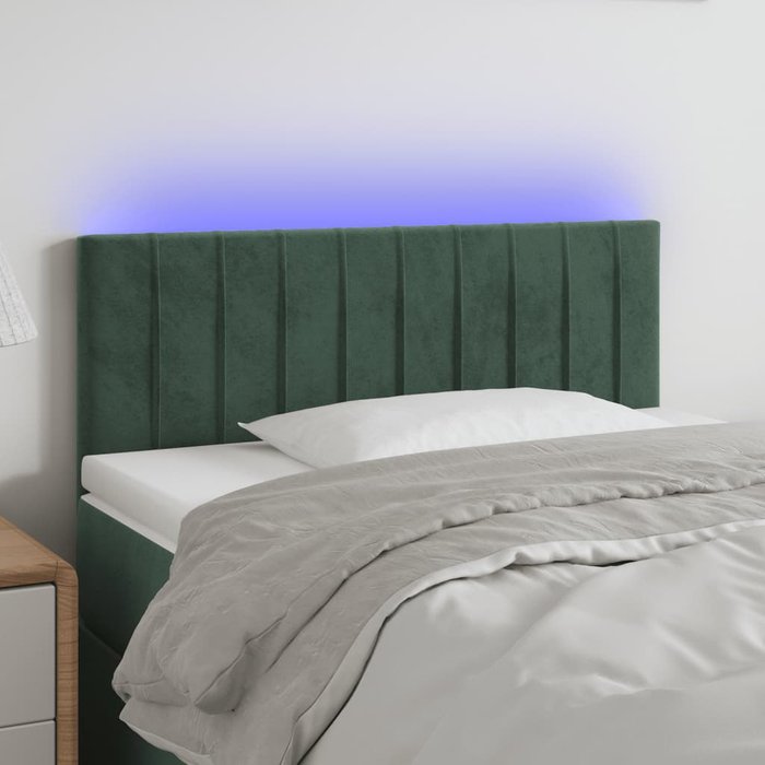 Maison exclusive - cabecero con led de terciopelo verde oscuro 90x5x78/88 cm