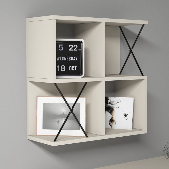 Estante de pared extra negro crema