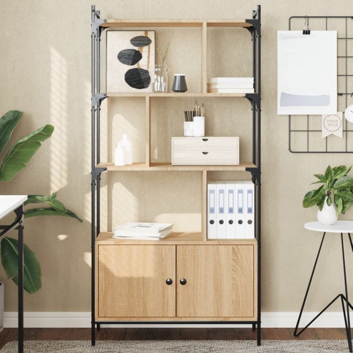 Vidaxl estantería con puertas madera roble sonoma 76,5x30x154,5 cm