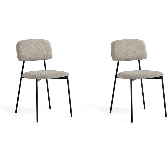 Set de 2 sillas de comedor, modelo hudson en textil beige y metal, 80x46x50 cm