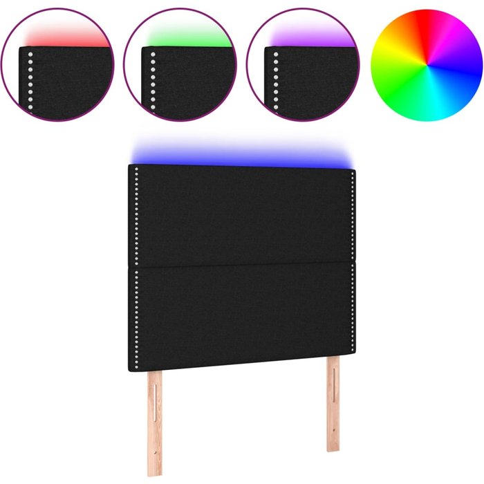 Cabecero cama - mueble cabecero con luces led tela negro 90x5x118/128 cm