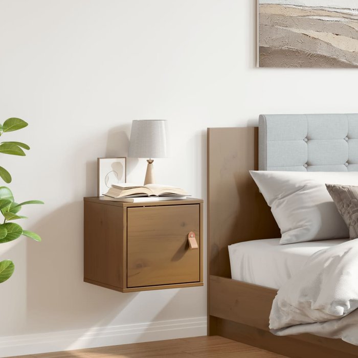 Armario de pared, color miel, 31,5 x 30 x 30 cm, madera maciza de pino.