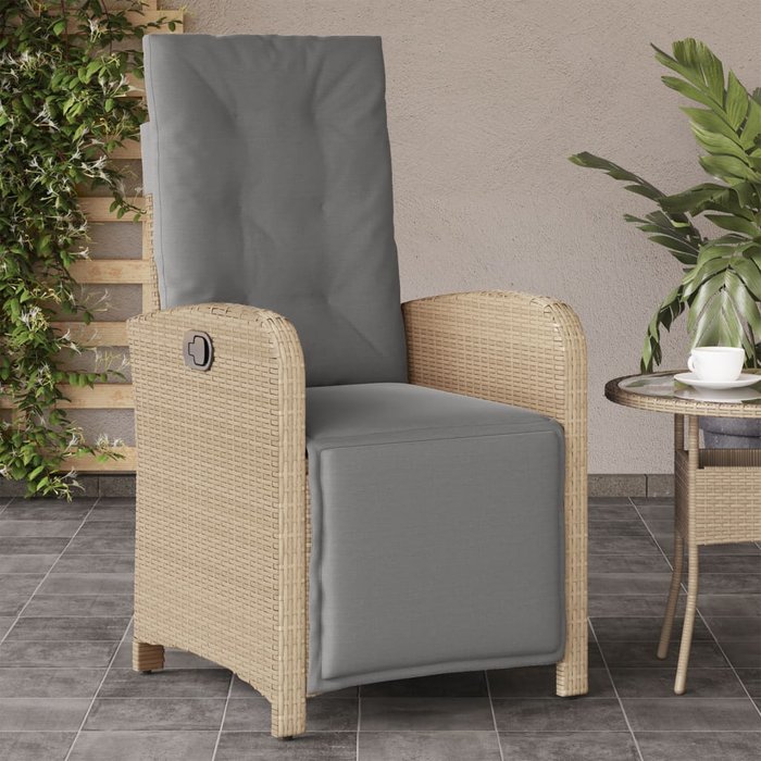 Sillón reclinable de jardín con reposapiés ratán pe beige mixto vidaxl