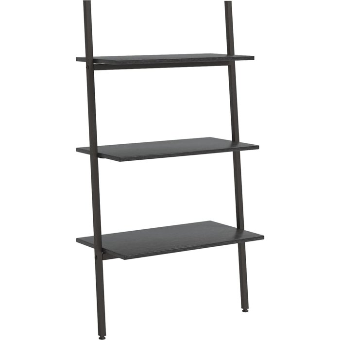 Estantería | librería divisora inclinada de 3 baldas negro 64x34x116 cm cfw31938