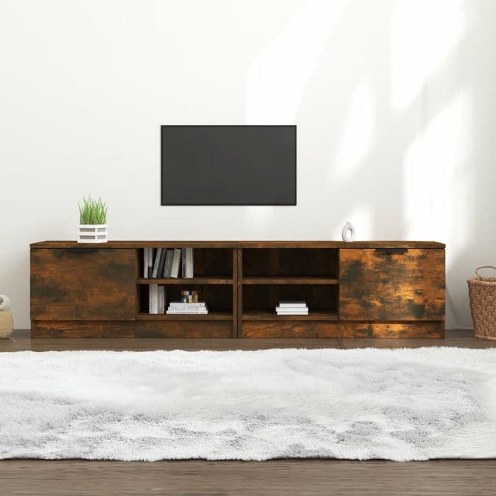 Mueble tv 2 piezas roble ahumado 80x35x36,5 cm madera contrachapada