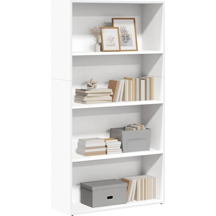 Librería blanca, 80x30x152 cm, madera de ingeniería. - pangivo