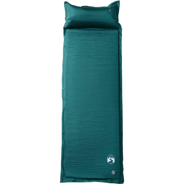 Colchón de camping autoinflable con almohada 1 persona verde cfw918603