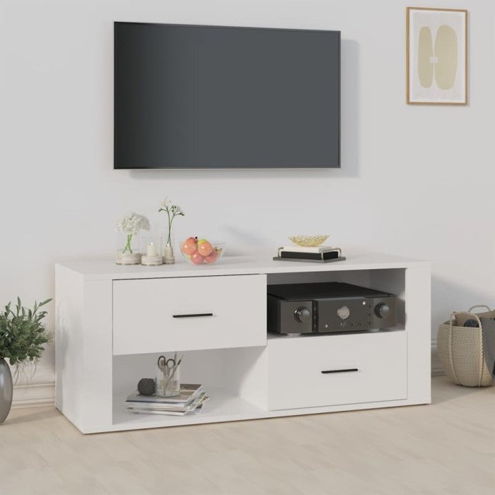 Vidaxl mueble para tv madera contrachapada blanco 100x35x40 cm