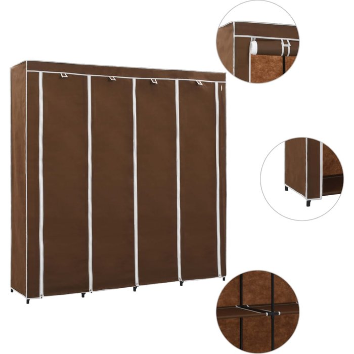 Armario con 4 compartimentos marrón 175x45x170 cm