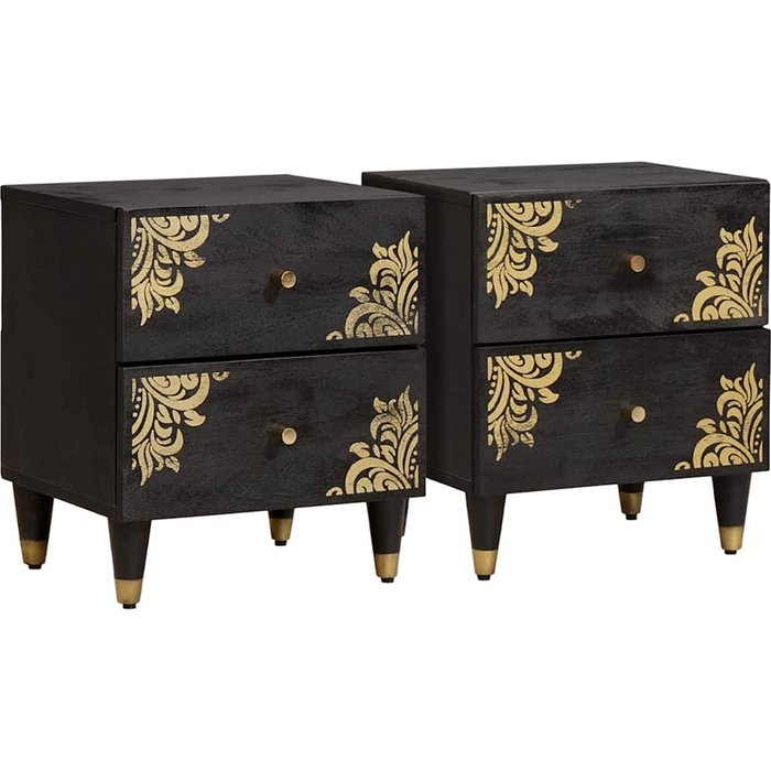 Armario de noche con cajón 2 pcs negro 40 x 33 x 46 cm vidaxl