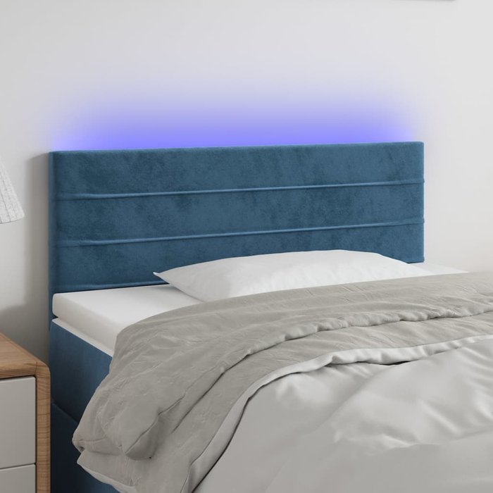Maison exclusive - cabecero con led de terciopelo azul oscuro 90x5x78/88 cm