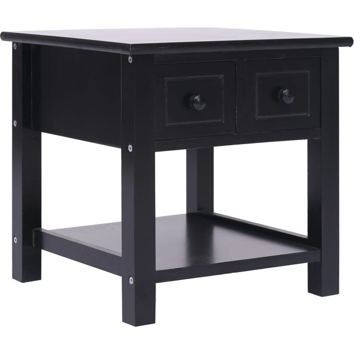 Mesa auxiliar negra 40x40x40 cm madera de paulownia
