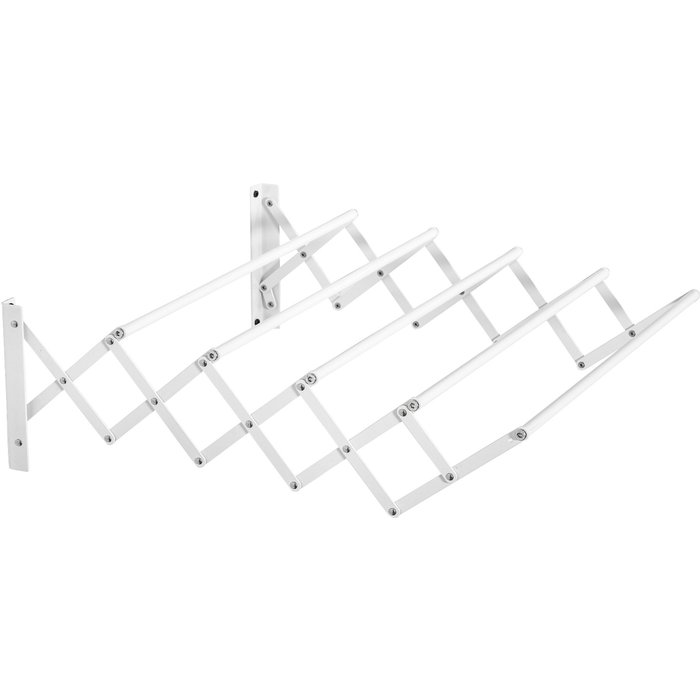 Tendedero de pared extensible con 5 barras - metal - blanco (63,5x60x20cm)