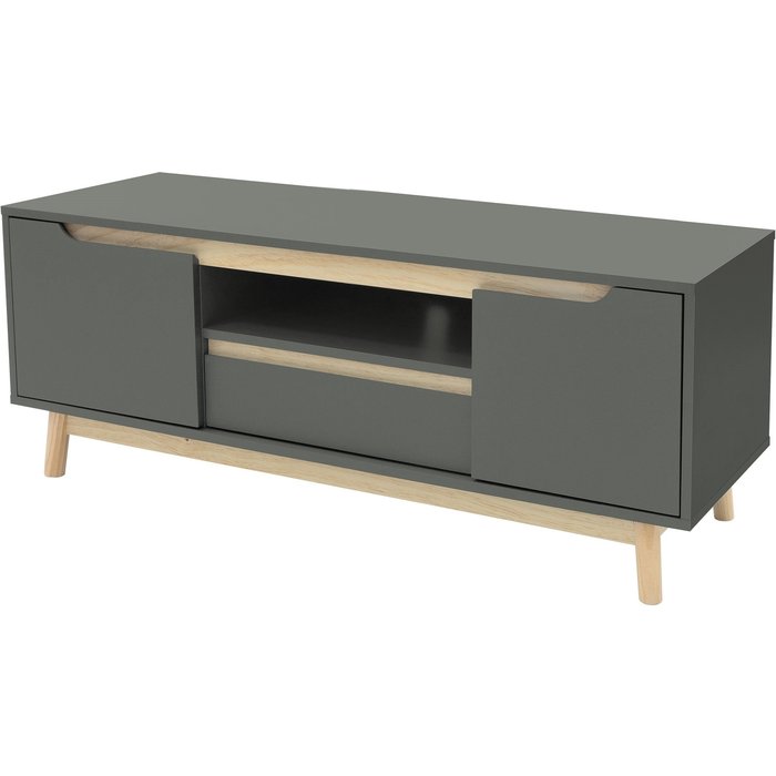 Mesa de tv hasta 55´´ tablero madera pino verde-natural gabinete de pie 120x40cm