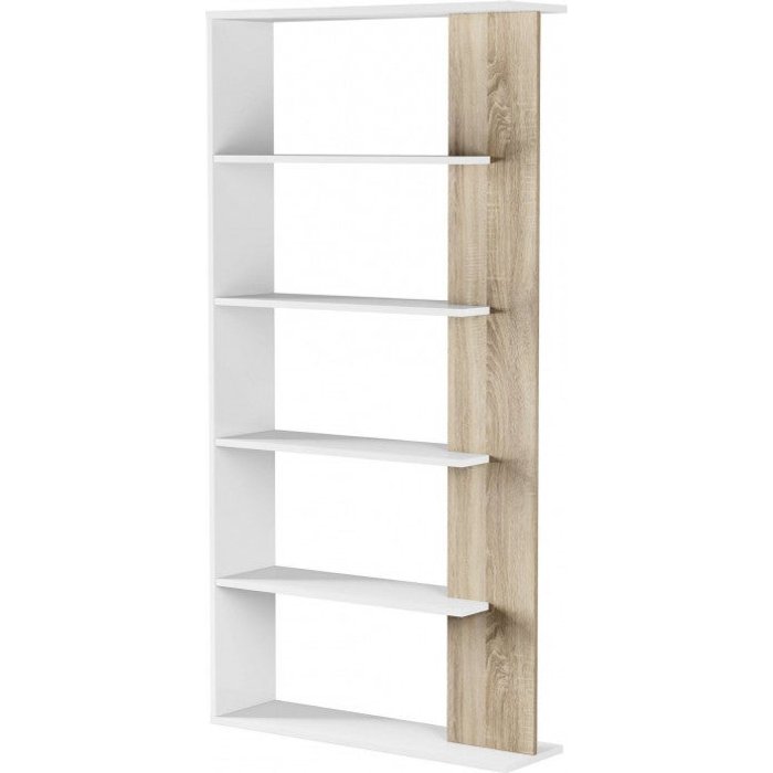 Estantería color blanco artik y roble canadian, medidas: 180x90x25 cm