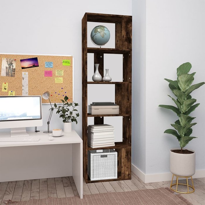 Librería de roble ahumado, 45x24x160 cm, madera de ingeniería. - pangivo