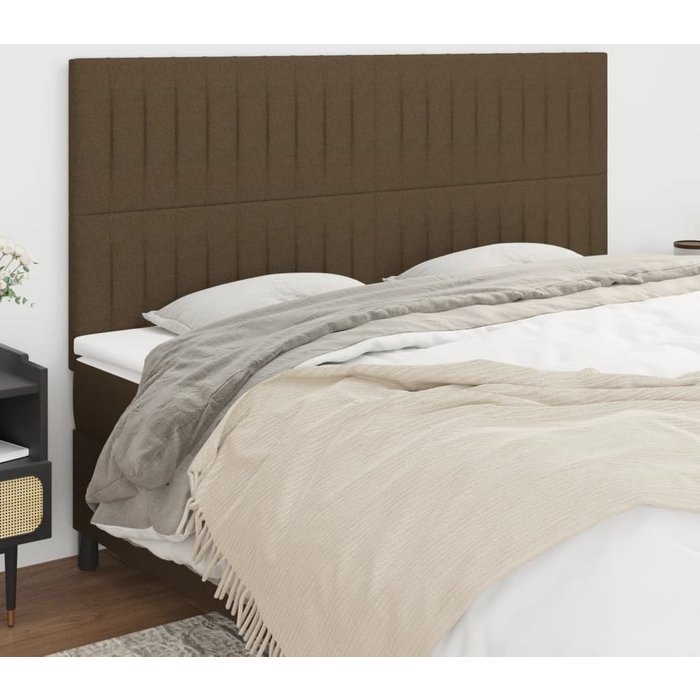 Cabeceros 4 unidades de tela marrón oscuro 100x5x78/88 cm