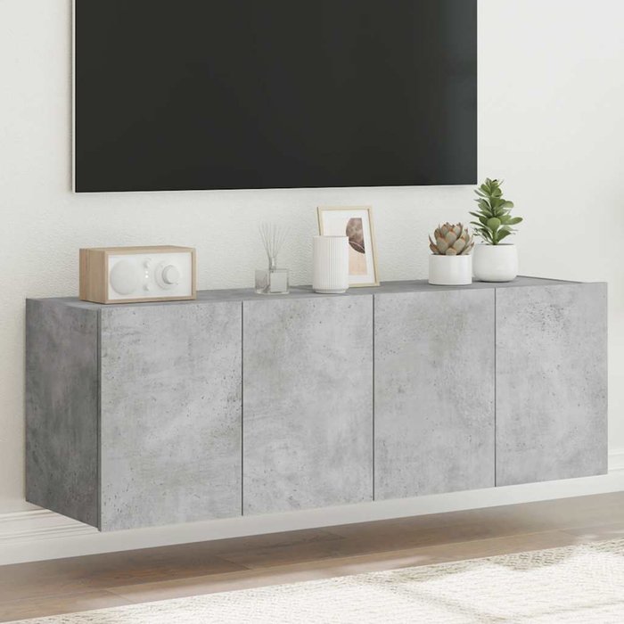 Muebles de tv de pared con luces led, 2 piezas, gris hormigón, 60x35x41 cm