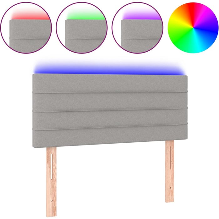 Cabecero cama - mueble cabecero con led de tela gris claro 90x5x78/88 cm