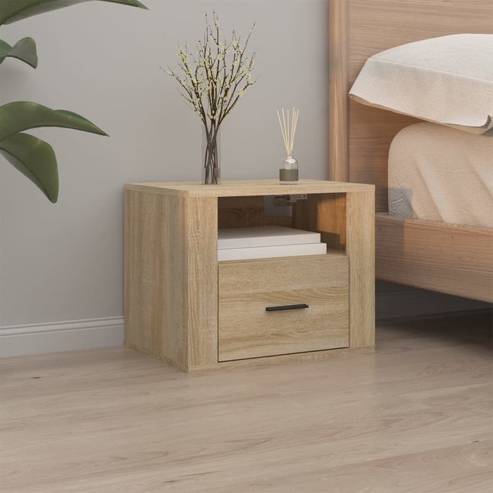 Maison exclusive - mesita de noche de pared roble sonoma 50x36x40 cm