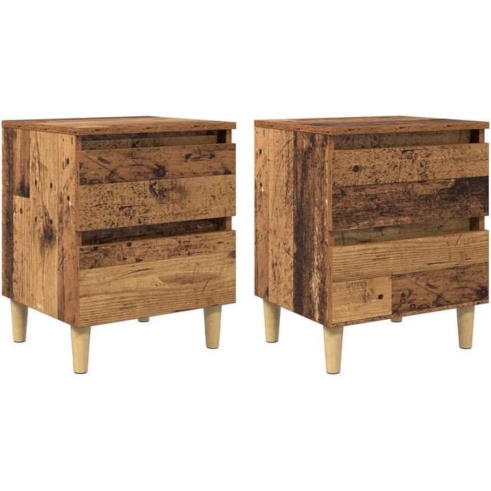 Mueble de cama con cajón, 2 piezas, madera antigua, 40 x 35 x 50 cm