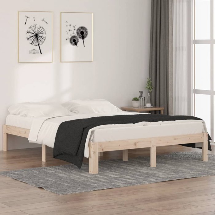 Estructura de cama de madera maciza 150x200 cm muy grande