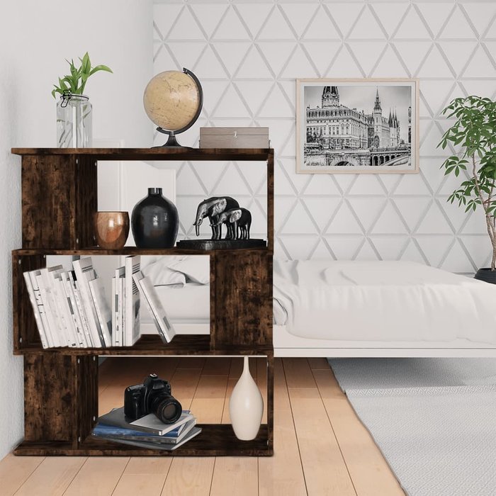 Maison exclusive - estantería/biombo madera aglomerada roble ahumado 80x24x96 cm