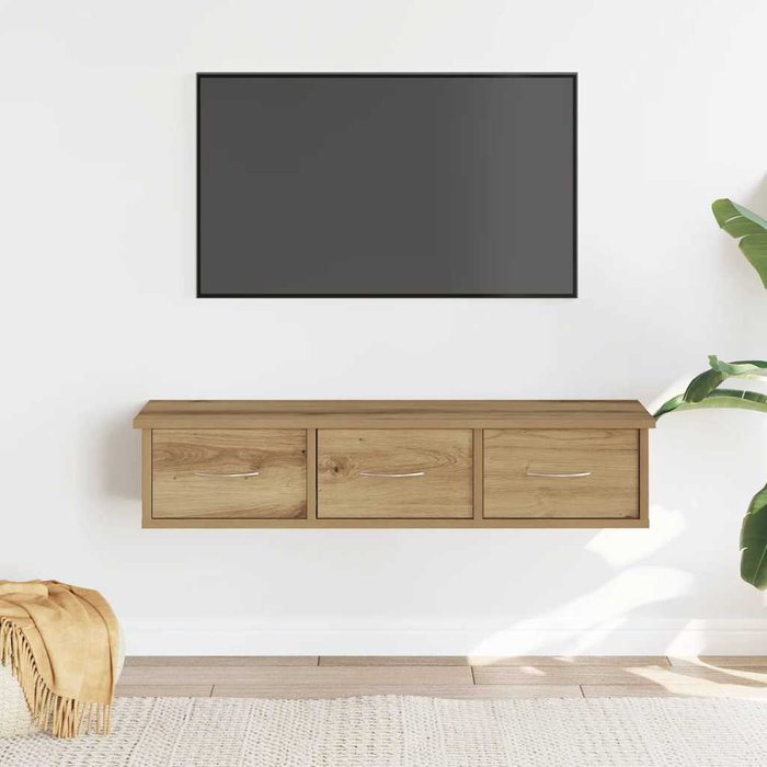 Mueble de pared artesanal de roble 88x26x18,5 cm de madera contrachapada