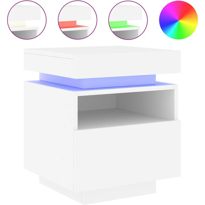 Mesita de noche con luces led blanco 40x39x48,5 cm - comfortxl