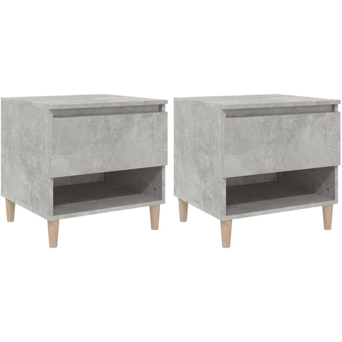 Mesitas de noche 2 piezas gris hormigón 50x46x50 cm madera contrachapada